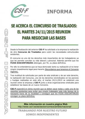 SE ACERCA EL CONCURSO DE TRASLADOS: EL MARTES 24/11/2015 REUNIÓN PARA NEGOCIAR LAS BASES